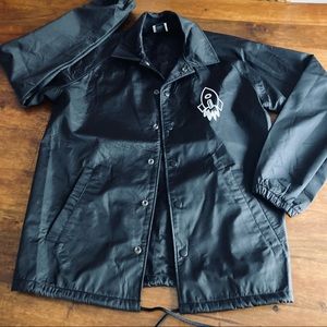 Men’s Teleport Records & Tapes Black Windbreaker Jacket Size Small